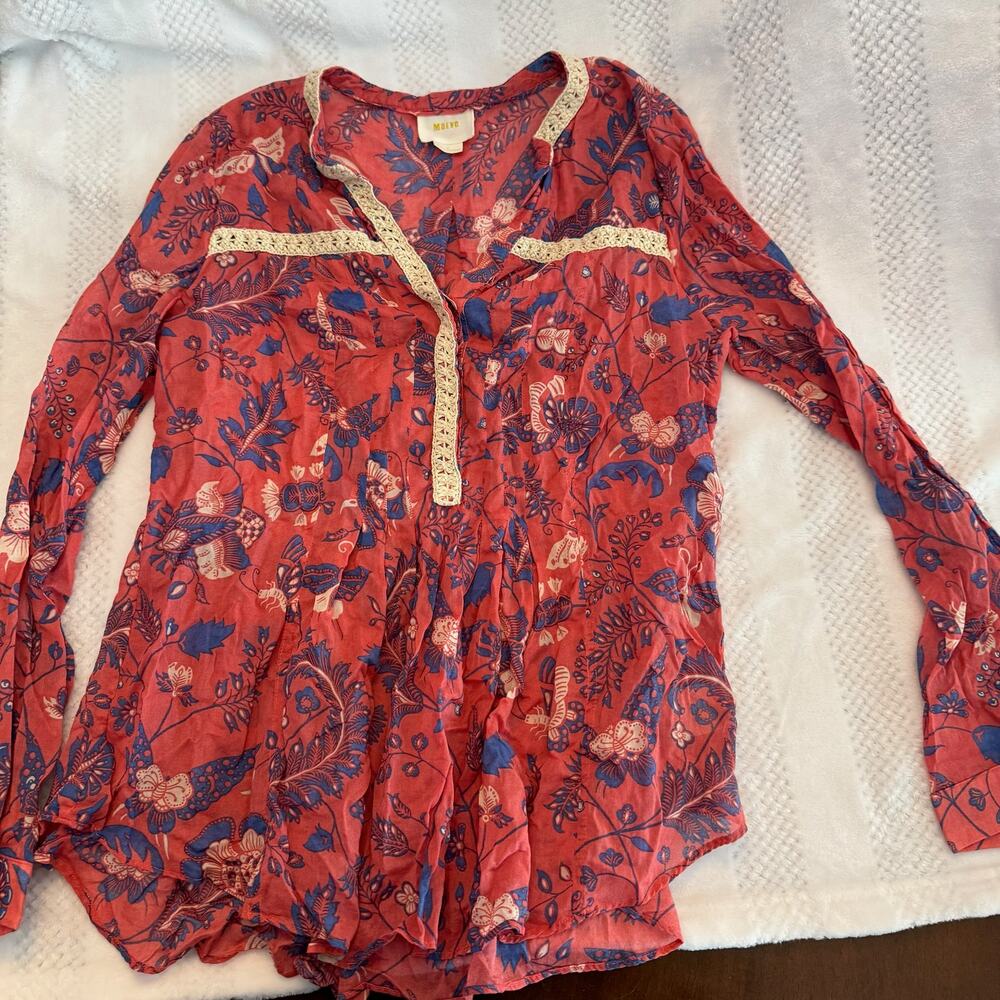 maeve anthropologie floral crochet blouse size 4